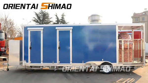 Trailer de comida quadrado shimao oriental com forno de pizza