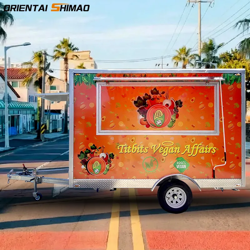 Cenário de rua de verão: trailer de comida para churrasco