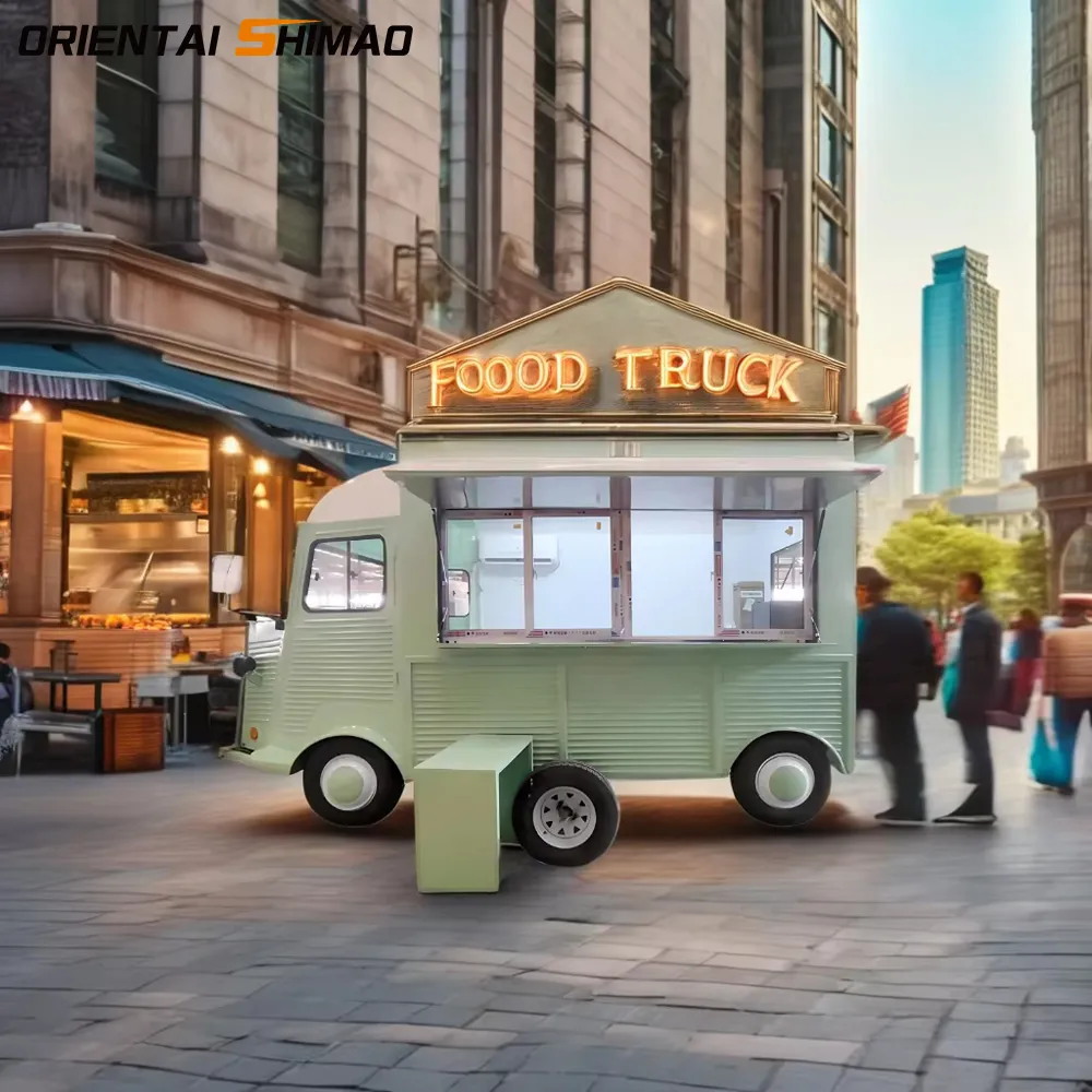 Nova estreia: food truck de pizza verde claro lidera nova tendência de catering móvel