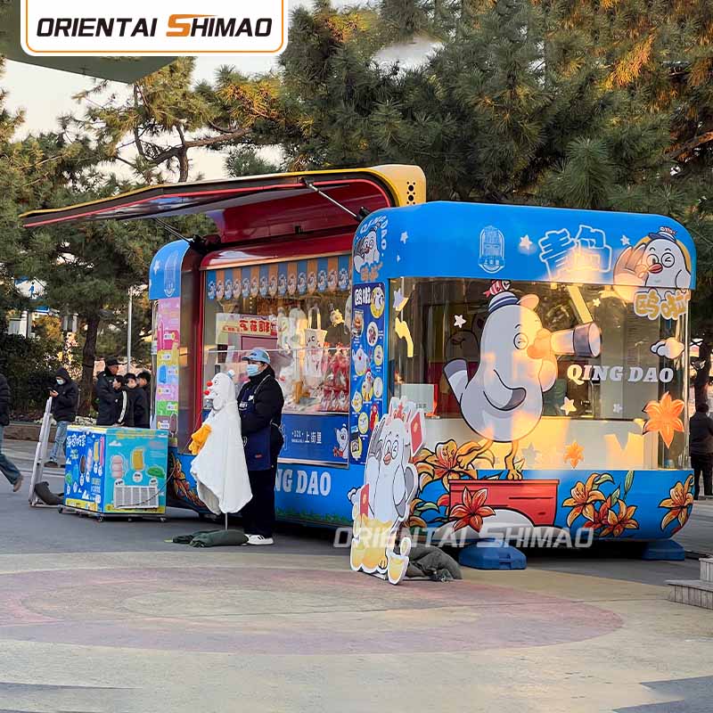 Carrinho de comida sobre rodas Carrinho de comida dobrável para catering Trailer de comida de rua Caminhão de comida