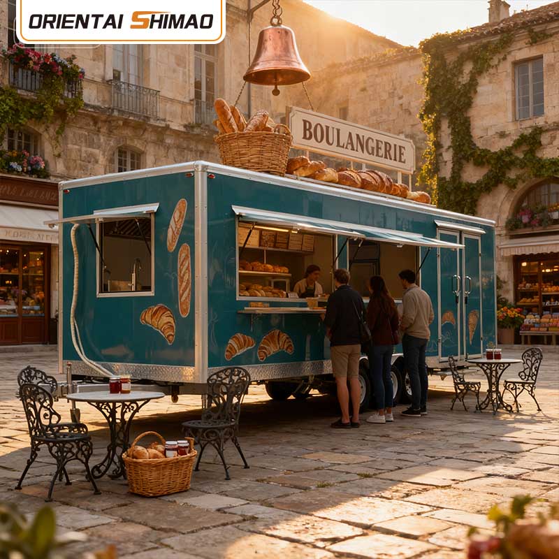 Trailer de cozinha móvel quadrado